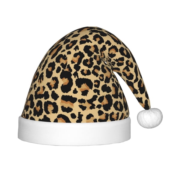 Naloa Leopard Print Santa Hat for Kids Baby Christmas Hats,Girls Boys Toddler Plush Xmas Holiday Hat,Luxury Santa Claus Hat