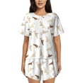 thumbnail image 1 of Naloa Leopard Print Women's Short-Sleeved Pajama Set, Loungewear, Summer pajamas, Breathable Cozy - Large, 1 of 9