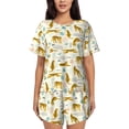 thumbnail image 1 of Naloa Leopard Print Women's Short-Sleeved Pajama Set, Loungewear, Summer pajamas, Breathable Cozy - Large, 1 of 9