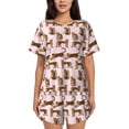 thumbnail image 1 of Naloa Leopard Print Women's Short-Sleeved Pajama Set, Loungewear, Summer pajamas, Breathable Cozy - Medium, 1 of 9