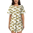 thumbnail image 1 of Naloa Leopard Print Women's Short-Sleeved Pajama Set, Loungewear, Summer pajamas, Breathable Cozy - X-Large, 1 of 9