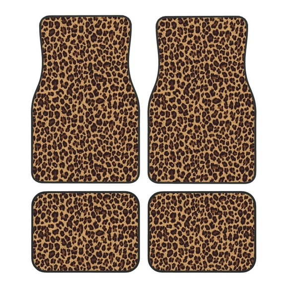 Naloa Leopard Printed Car Foot Mat Set of 4 Pieces - Universal Floor Liner Neoprene Full Set Floor Mats for Cars Trucks SUV