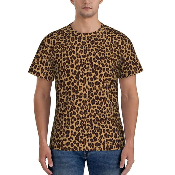 Naloa Leopard Printed Men's T-Shirt Sport T-shirt Men's Basic Tee Casual Men's Shirt, Round Neck, Short Sleeves - Small