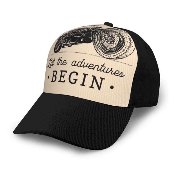 Naloa Let The Adventure Begin Adult adjustable Print Baseball Hat, Patchwork curved brim baseball capfor Men and Women, One Size