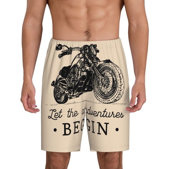 Naloa Let The Adventure Begin Men's Short Pajama Pants, Lounge Comfort Shorts with Elasticized Waistband and Side Pockets - X-Large