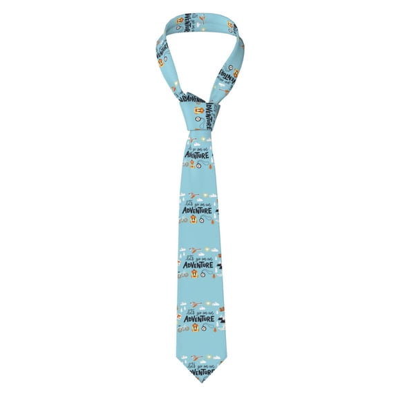 Naloa Let's Go on an Adventure Print Solid Color Tie Formal Necktie for Men,Suitable for business, daily life, work