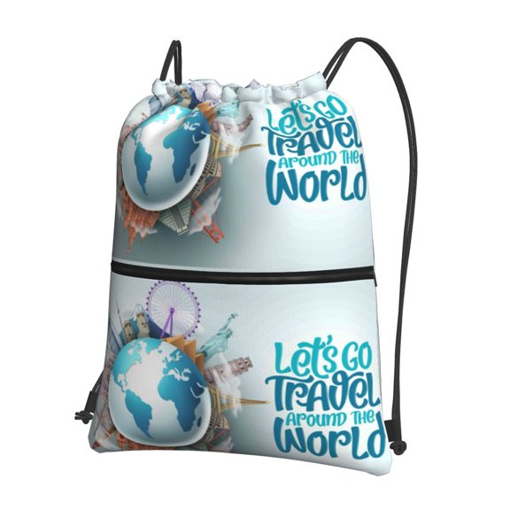 Naloa Let's go Travel Drawstring Backpack String Bag Cinch Water Resistant for Gym Shopping Sport Yoga
