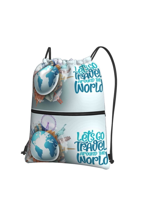 Let's go Travel Drawstring Backpack String Bag Cinch Water Resistant for Gym Shopping Sport Yoga