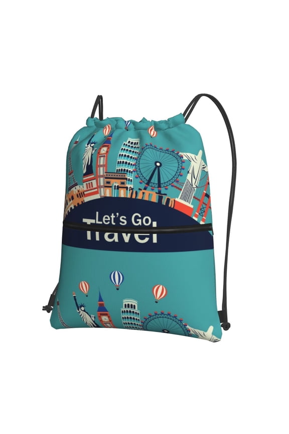 Let's go Travel Drawstring Backpack String Bag Cinch Water Resistant for Gym Shopping Sport Yoga