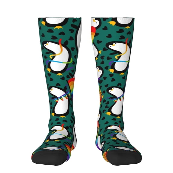 Naloa Lgbt Penguin Thigh High Socks Extra Long Stretchy Sock Women Over Knee High Opaque Stocking Daily Wear