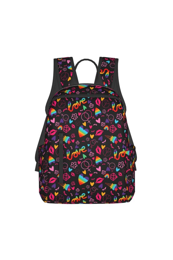 Lgbt Rainbow For Pride Print Lightweight DayBackpack Suitable for school, work, shopping, travel, etc.