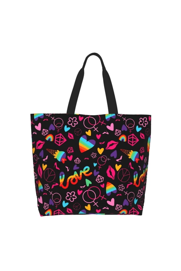 Lgbt Rainbow For Pride Tote Bag for Women Large Capacity Shoulder Bag for College Work Travel Shopping