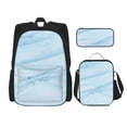 thumbnail image 1 of Naloa Light Blue Marble Print Large Capacity Backpack Lunch Bag Pencil Case Combination 3 Piece Set for Student, 1 of 8