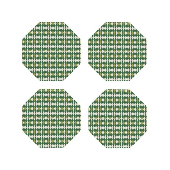 Naloa Light Green Squares Leather Coasters for Drinks, Durable Drink Coasters 4 Set for Tabletop Protection, Luxurious Home Décor and Housewarming Gift ( {designName})Octagon