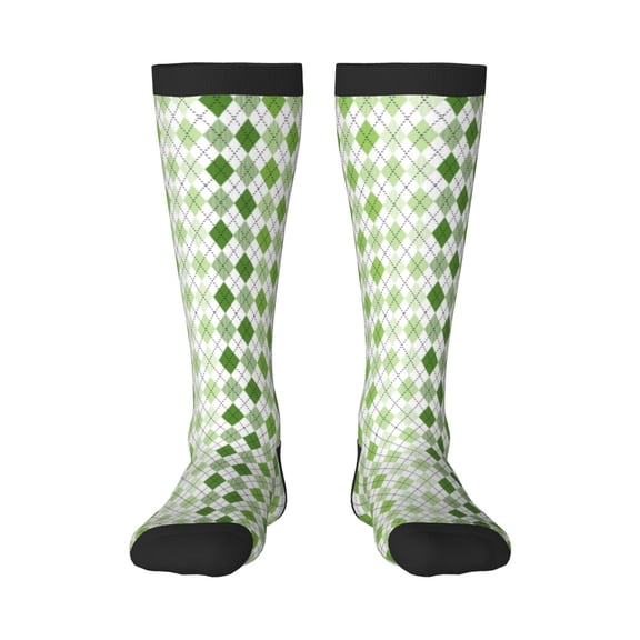 Naloa Light green argyle Knee Socks, High Socks Long Stretchy Sock Women Knee High Stocking, Long Socks for Women