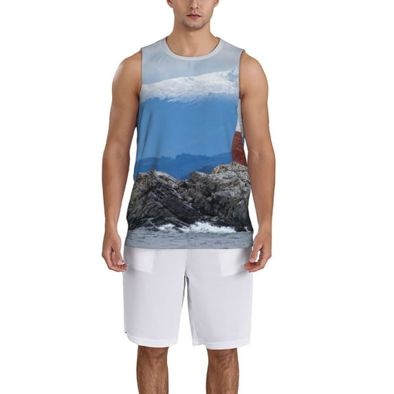 Naloa Lighthouse On The Waters Basketball Jersey Reversible Men's Mesh Athletic Sports Shirts Training Practice S-4XLXX-Large