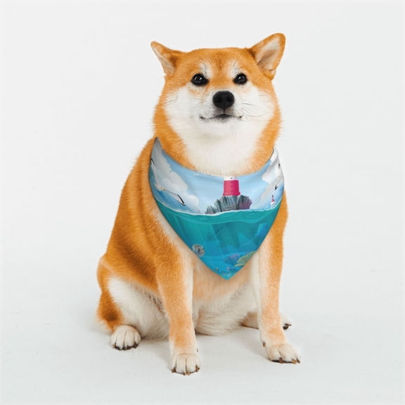 Naloa Lighthouse Sea Port Dog Bandana Large and Small-Dog Scarf Bib Handkerchief Accessories for Dogs and Cats(S-L)-Large