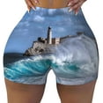 thumbnail image 1 of Naloa Lighthouse in Havana Biker Shorts for Women Seamless Scrunch Short Women’s Yoga Shorts for Gym Running Sport Shorts - Small, 1 of 9