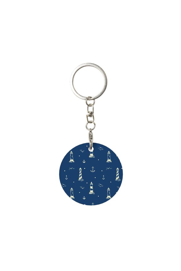 Lighthouses and Anchors Print Round Keychain Keychain Key Ring, Key Tag, Key Chain Bulk for Gift Accessories (Round)