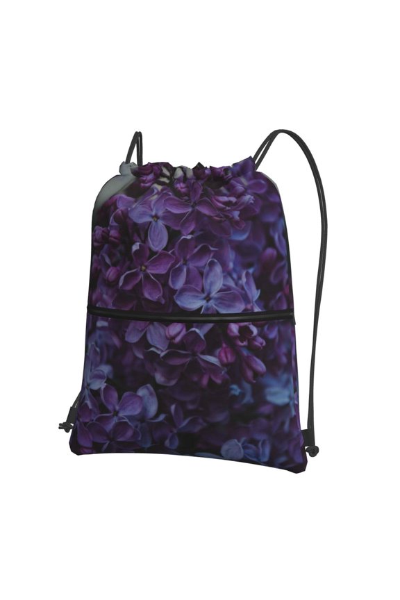 Lilac Drawstring Backpack String Bag Cinch Water Resistant for Gym Shopping Sport Yoga