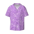 thumbnail image 1 of Naloa Lilac Glittering Men's Loose Fit Cuban Collar Short-Sleeve Shirt with Button-down and Chest Pocket for Everyday Wear Outings - XX-Large, 1 of 7