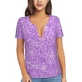 thumbnail image 1 of Naloa Lilac Glittering Print T-Shirts Short Sleeve V Neck Tees for Women Fashion Tops Trendy Lightweight Soft Casual Summer Outfits Clothes, 1 of 5