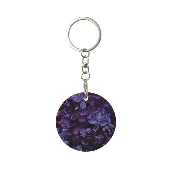 Naloa Lilac Print Round Keychain Keychain Key Ring, Key Tag, Key Chain Bulk for Gift Accessories (Round)