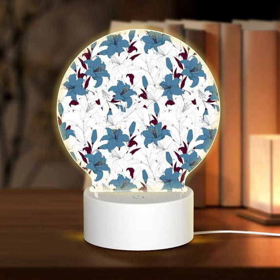 Naloa Lilies Flowers Acrylic LED Night Light Custom LED Lights Personalized Nightlight Customized Gifts for Family Couples Friends