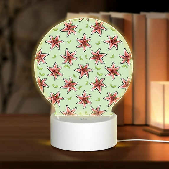Naloa Lilies Flowers Acrylic LED Night Light Custom LED Lights Personalized Nightlight Customized Gifts for Family Couples Friends