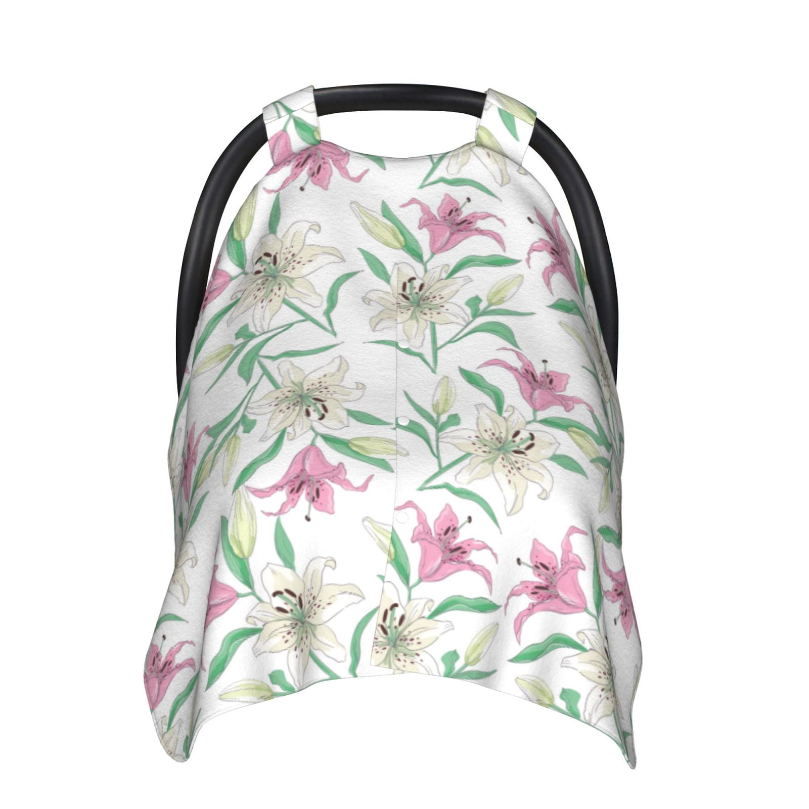 Naloa Lilies Flowers Baby Car Seat Cover, Breathable Baby Carrier Cover, Multiuse Baby Carrier Cover & Nursing Breastfeeding Cover
