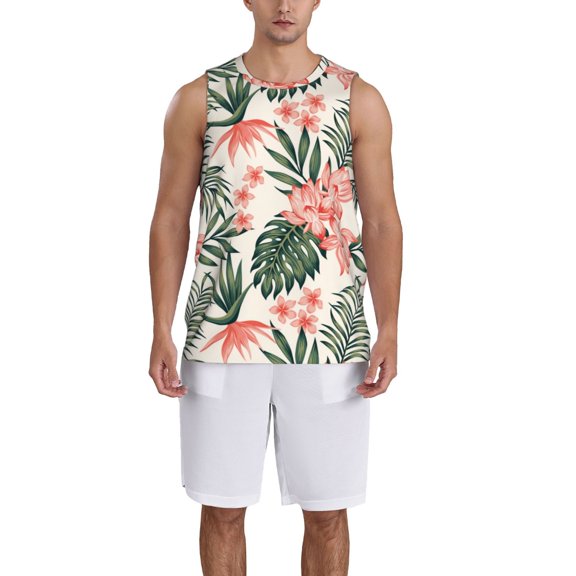 Naloa Lilies Flowers Basketball Jersey Reversible Men's Mesh Athletic Sports Shirts Training Practice S-4XLLarge