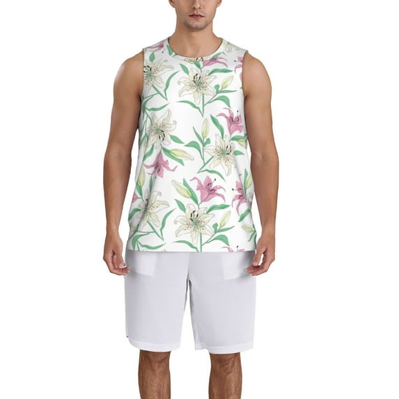 Naloa Lilies Flowers Basketball Jersey Reversible Men's Mesh Athletic Sports Shirts Training Practice S-4XLSmall