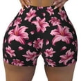 thumbnail image 1 of Naloa Lilies Flowers Biker Shorts for Women Seamless Scrunch Short Women’s Yoga Shorts for Gym Running Sport Shorts - Large, 1 of 9