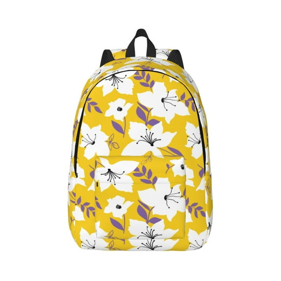 Naloa Lilies Flowers Canvas Backpack for Men Women Rucksack Casual Travel Daypack College Tote Satchel Bookbag for Teens-Small