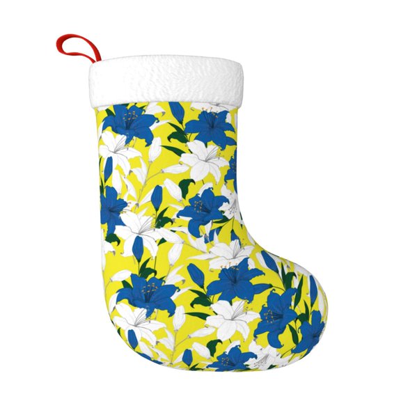 Naloa Lilies Flowers Christmas Stockings Decorations, Xmas Ornaments, DIY Personalized Farmhouse Decor for Home Family Party Tree