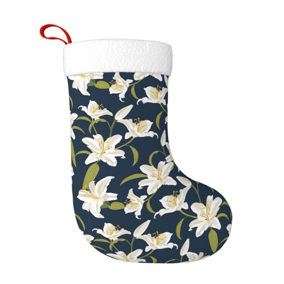 Naloa Lilies Flowers Christmas Stockings Decorations, Xmas Ornaments, DIY Personalized Farmhouse Decor for Home Family Party Tree
