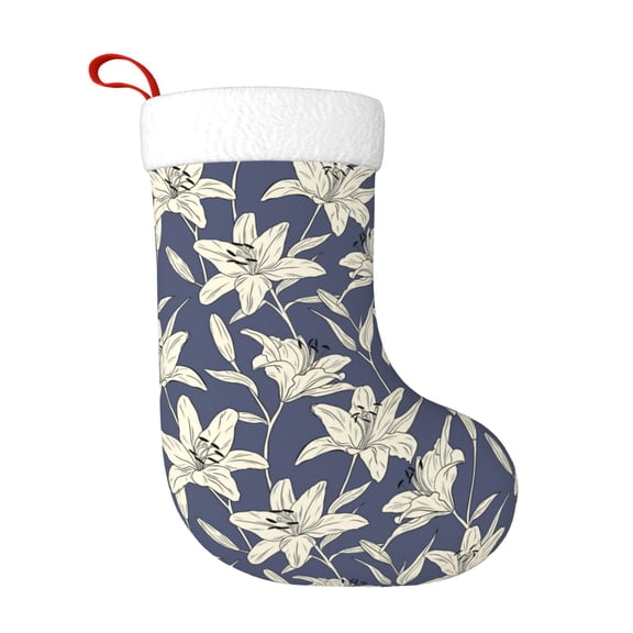 Naloa Lilies Flowers Christmas Stockings Decorations, Xmas Ornaments, DIY Personalized Farmhouse Decor for Home Family Party Tree