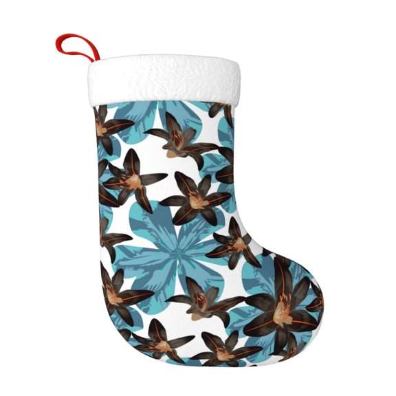 Naloa Lilies Flowers Christmas Stockings Decorations, Xmas Ornaments, DIY Personalized Farmhouse Decor for Home Family Party Tree