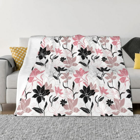 Naloa Lilies Flowers Flannel Blankets - Thick and Warm Blanket for Winter, Soft Fuzzy Plush King Blanket for All Seasons60"x50"