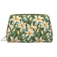 thumbnail image 1 of Naloa Lilies Flowers Leather Makeup Bag for Purse Travel, Portable Small Cosmetic Organizer for Women and Girls, Make up Bag with Zipper, 1 of 8