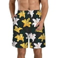 thumbnail image 1 of Naloa Lilies Flowers Men's Beach Shorts, Surfing shorts, Swim trunks, Quick Dry Swim Trunks for Surfing Beach Fun - Small, 1 of 9