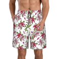 thumbnail image 1 of Naloa Lilies Flowers Men's Beach Shorts, Surfing shorts, Swim trunks, Quick Dry Swim Trunks for Surfing Beach Fun - Small, 1 of 9