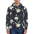 thumbnail image 1 of Naloa Lilies Flowers Men's Casual Hooded Collar Drawstring Hoodies Pullover Sweatshirts Casual Long Sleeve Shirts-Small, 1 of 7