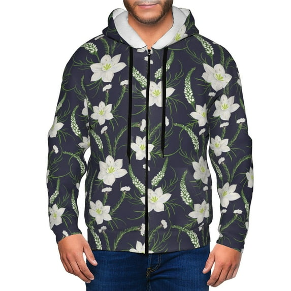 Naloa Lilies Flowers Men’s Hoodies, Zip up Hoodie, Sweatshirts,Hoodies for Men Sizes S-3XL-XX-Large