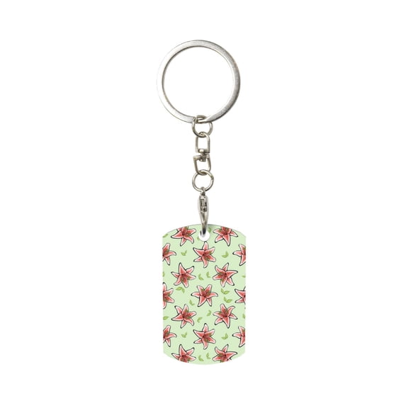 Naloa Lilies Flowers Print Keyfob with Split Key Ring and Print Labels, Key Labels Key Chain Tags, Luggage Tags, Car Key Chain Ring Keyfob Gift