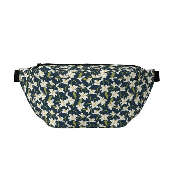 Naloa Lilies Flowers Print Running Belts for Men Women,Running Fanny Pack with 2-Zipper Pockets,Waterproof Waist Pack for Travel Hiking Running Outdoor Sports