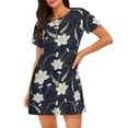 thumbnail image 1 of Naloa Lilies Flowers Print Women Nightgowns,Womens Loungewear,Short Sleeve Sleepwear,Comfy Ladies Nightdress, 1 of 6