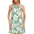 thumbnail image 1 of Naloa Lilies Flowers Print Women's Summer Spring Casual Beach Sundress,Vacation Sleeveless Tank Crewneck Loose Dresses, 1 of 7
