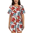 thumbnail image 1 of Naloa Lilies Flowers Women's Short-Sleeved Pajama Set, Loungewear, Summer pajamas, Breathable Cozy - 3X-Large, 1 of 9