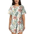 thumbnail image 1 of Naloa Lilies Flowers Women's Short-Sleeved Pajama Set, Loungewear, Summer pajamas, Breathable Cozy - 3X-Large, 1 of 9